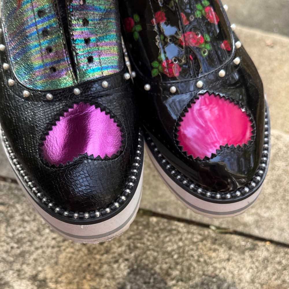 One on a kind cool shoes .Multicolor Embroidered Loafers - Picture 9 of 9